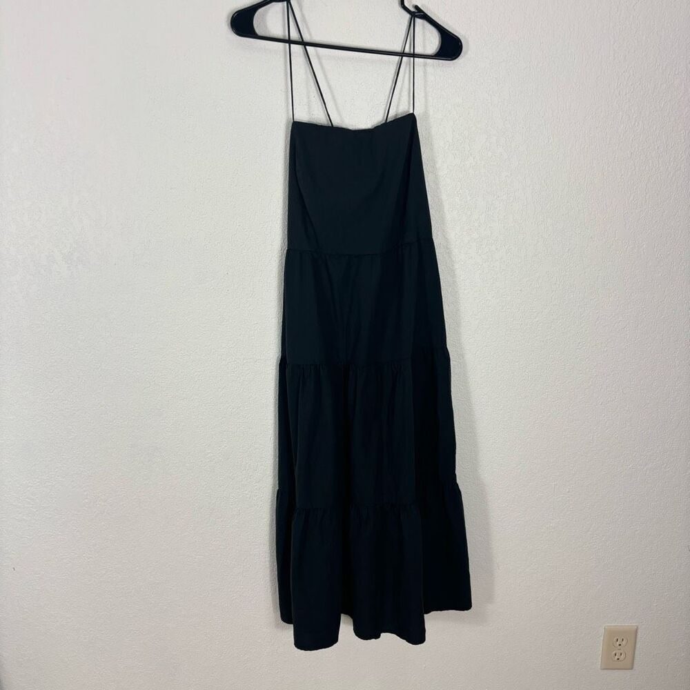 Rails Black Leni Open Back with‎ Tie Midi Dress Cotton/Lyocell Women's XL